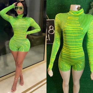 Posh By V Limegreen Jumpsuit Size Small